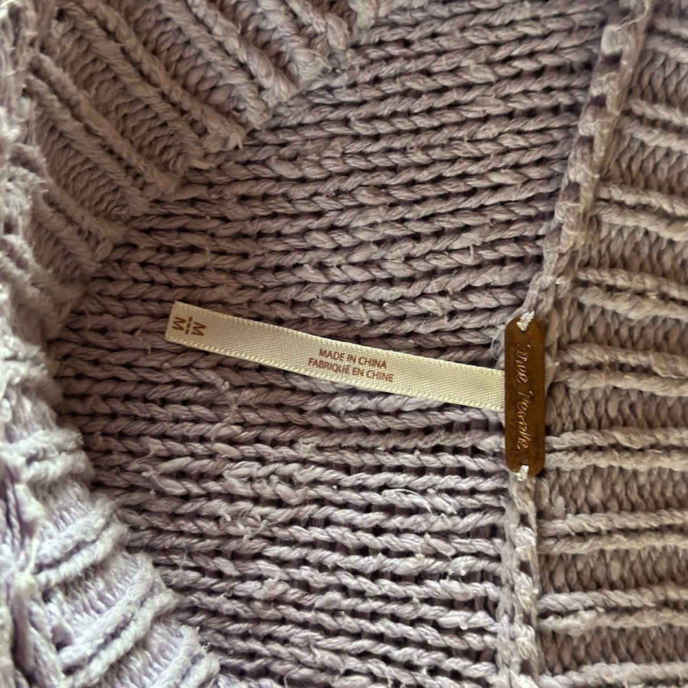 Free People Mauve Cowl Neck Sweater with Textured Cotton Knit - gently worn - Picture 2 of 5